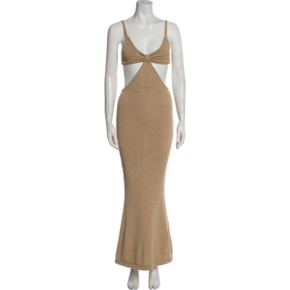 cult gaia Dresses & Skirts - Cult Gaia Printed Tan Cotton Long Dress Size XS - NWT